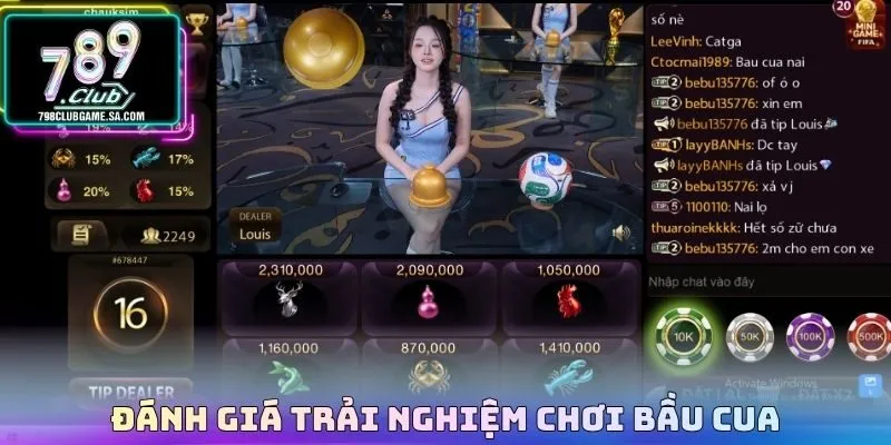 Đánh giá trải nghiệm chơi bầu cua